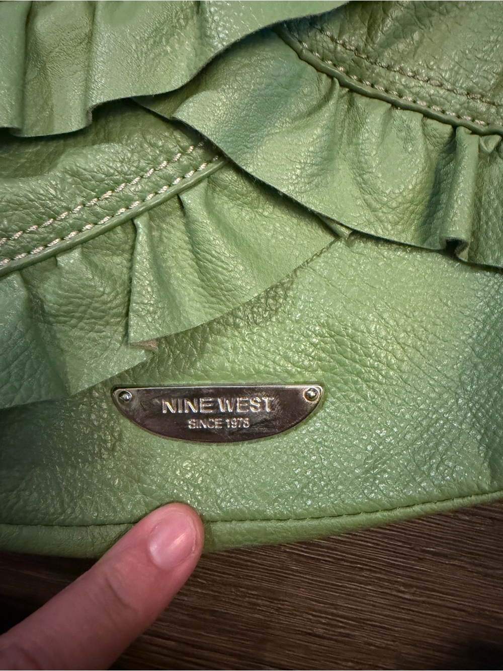 Y2K Faux Green Leather Mini Nine West Crossbody Purse - Picture 2 of 7